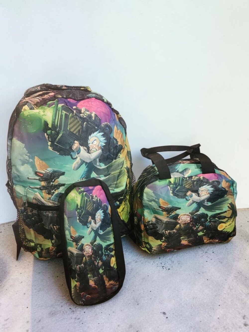 Rick And Morty Backpack With Lunch Bag And Pencil Bag